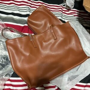 Elegant Brown Leather Tote Bag